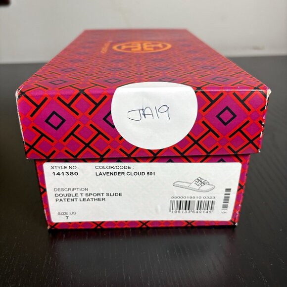 TORY BURCH Womens Size 7 Double T Sport Slide Sandals Lavender Cloud Purple NEW - Picture 7 of 9